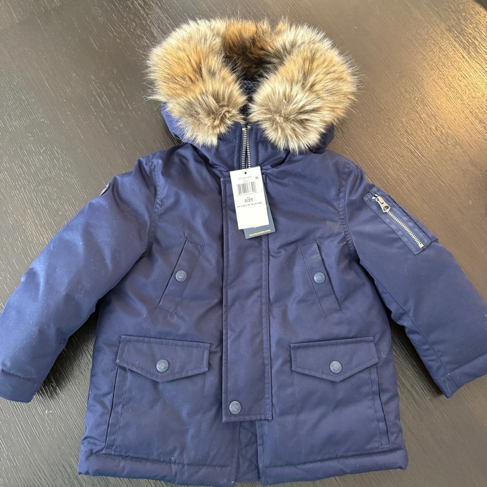 Polo by Ralph Lauren Navy Jacket with Faux Fur